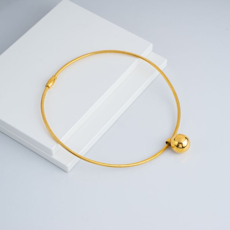 Stainless steel hollow steel ball collar gold plated
