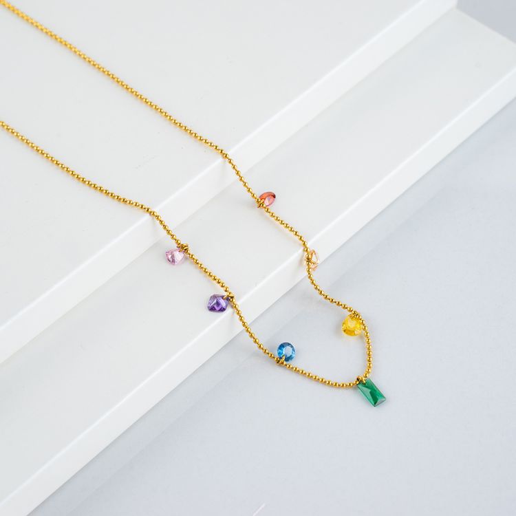 Colored zircon stainless steel necklace jewelry