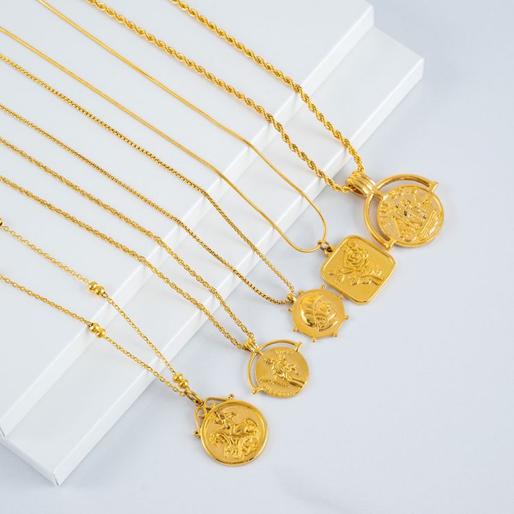 Stainless Steel Coin Plated Necklace Pendant