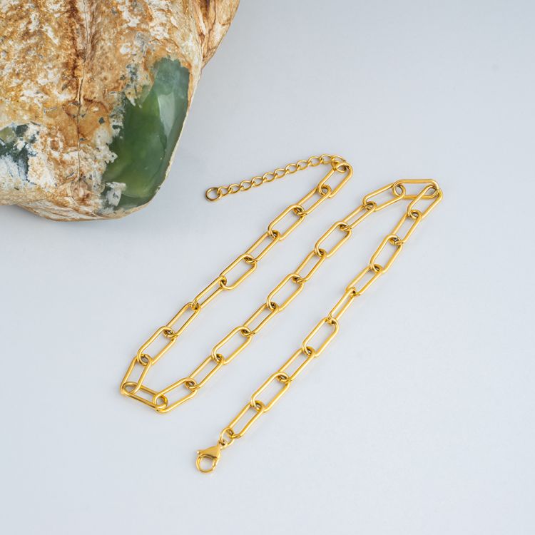 Stainless steel necklace plated with 24K gold